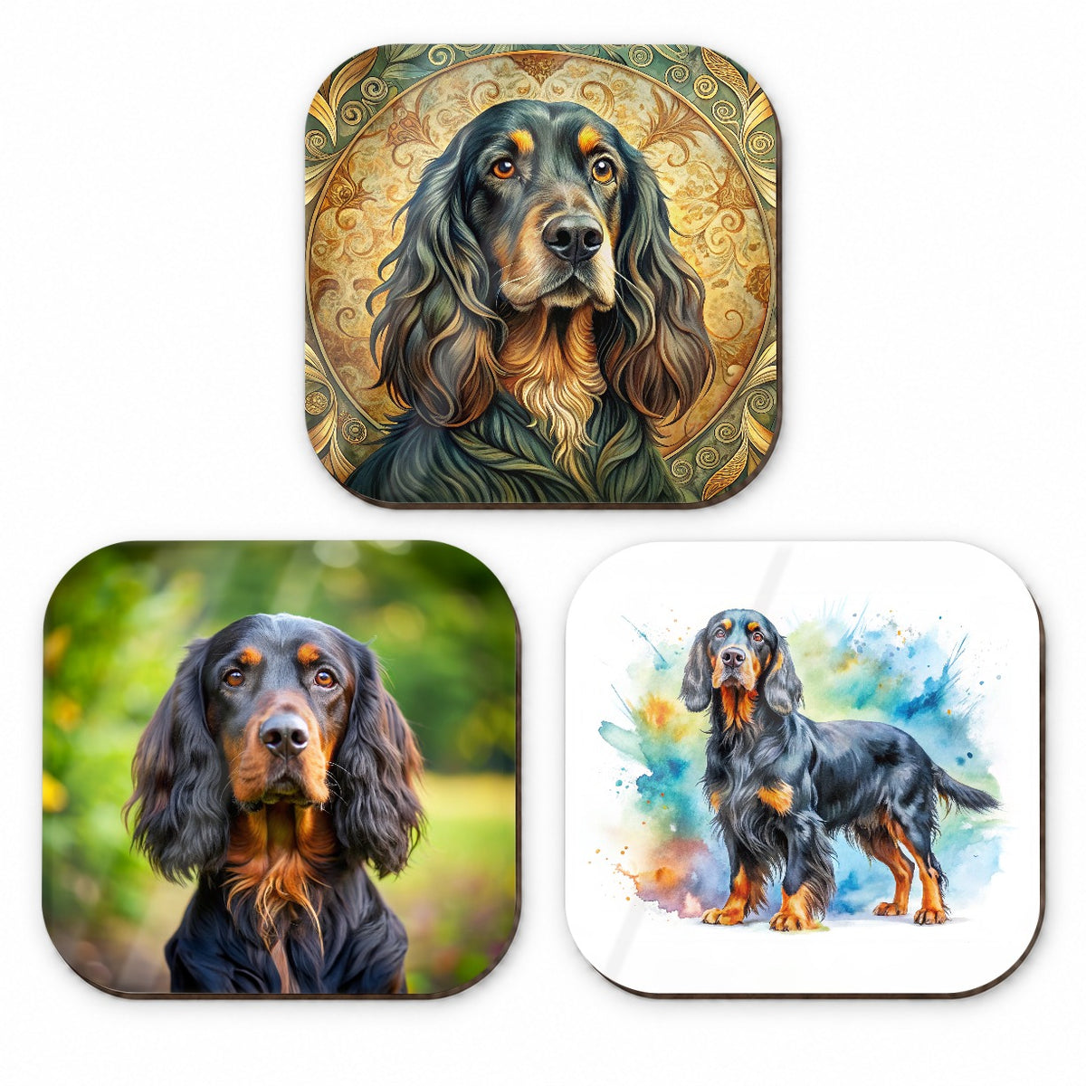 Gordon Setter Dog Modern Photo Art Fridge Magnet Set