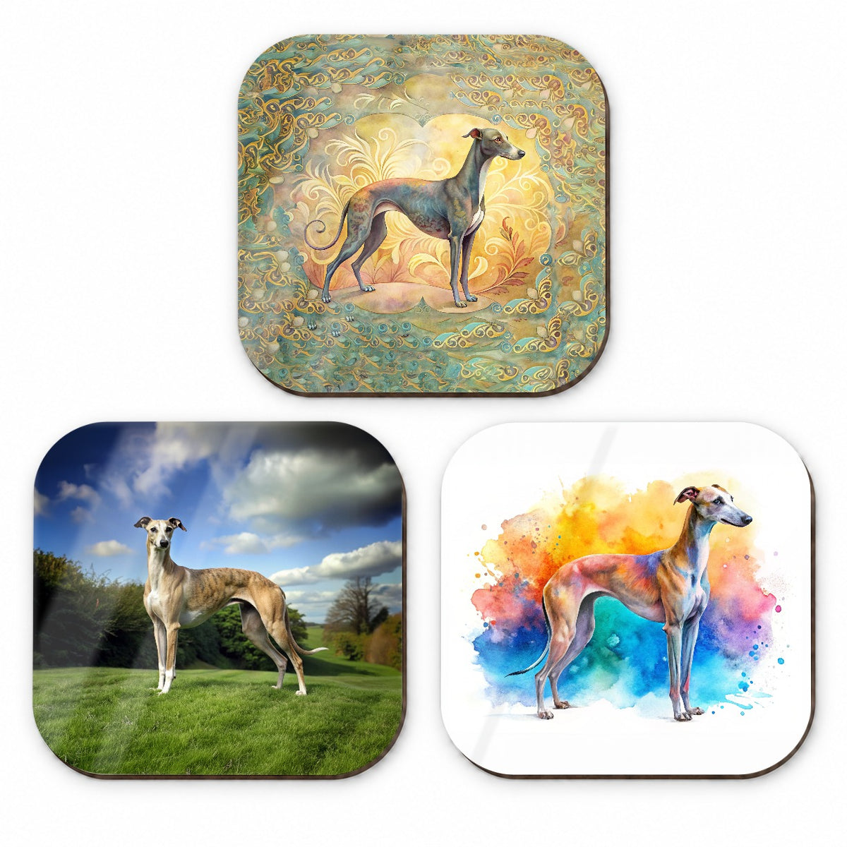 Greyhound Dog Modern Photo Art Fridge Magnet Set