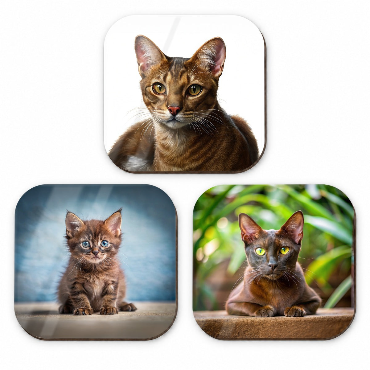 Havana Brown Cat Photo Illustration Fridge Magnet Set