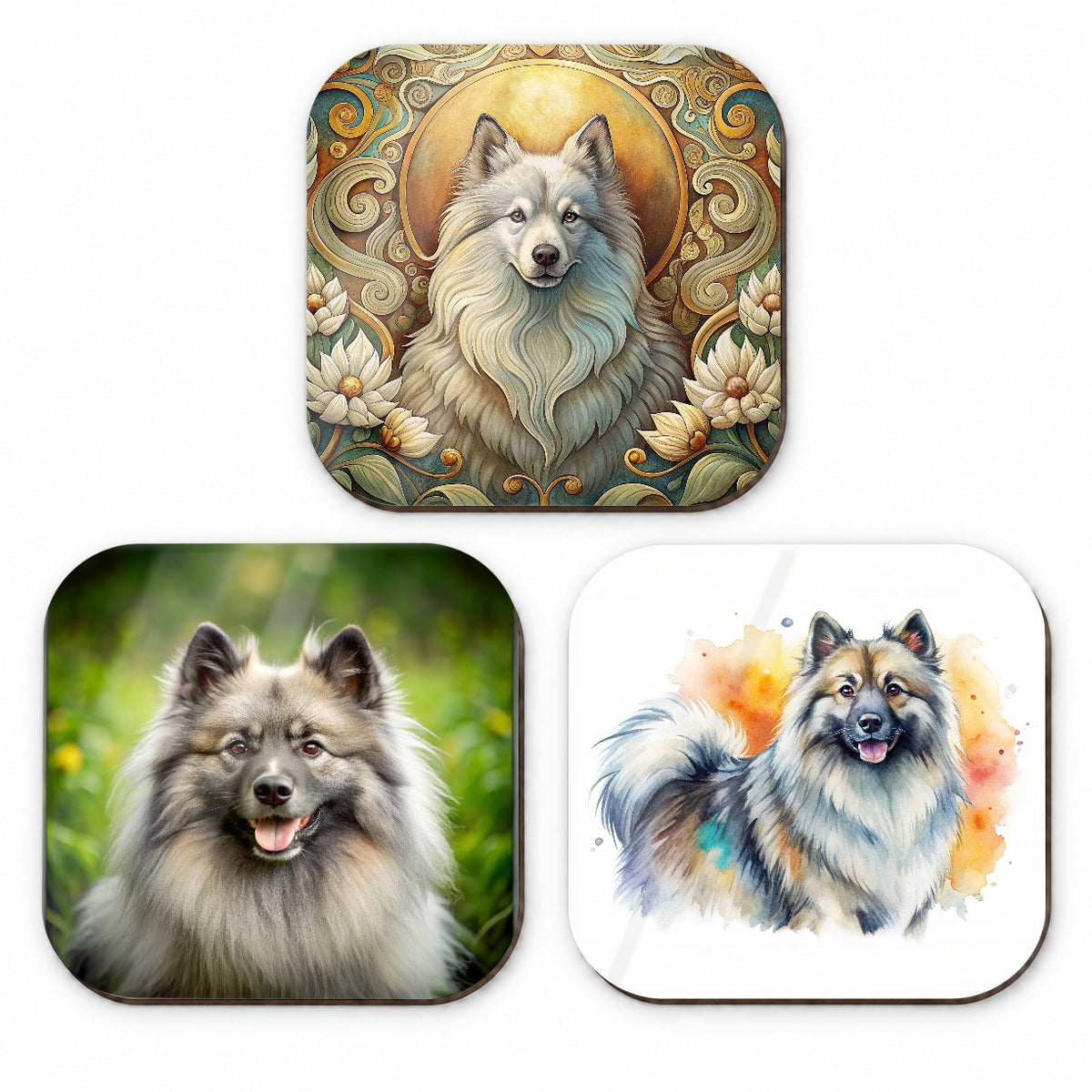 Keeshond Dog Modern Photo Art Fridge Magnet Set