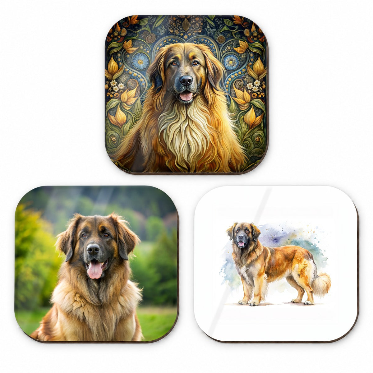 Leonberger Dog Modern Photo Art Fridge Magnet Set