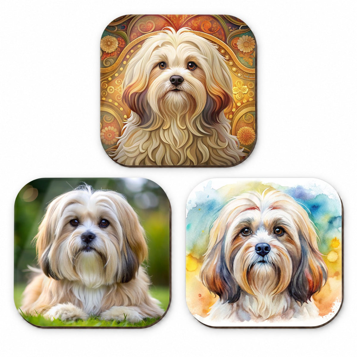 Lhasa Apso Dog Modern Photo Art Fridge Magnet Set