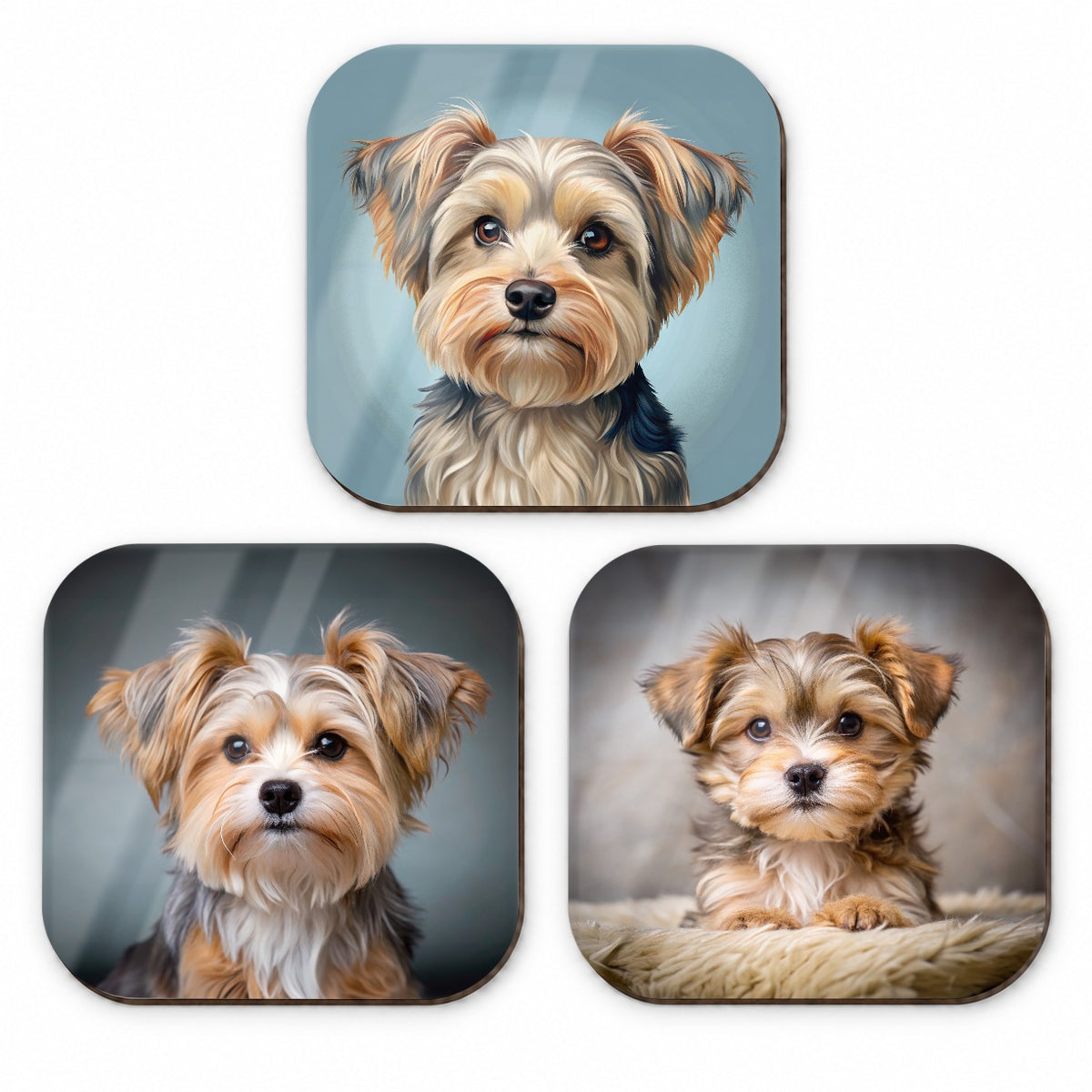 Morkie Dog Photo Illustration Fridge Magnet Set