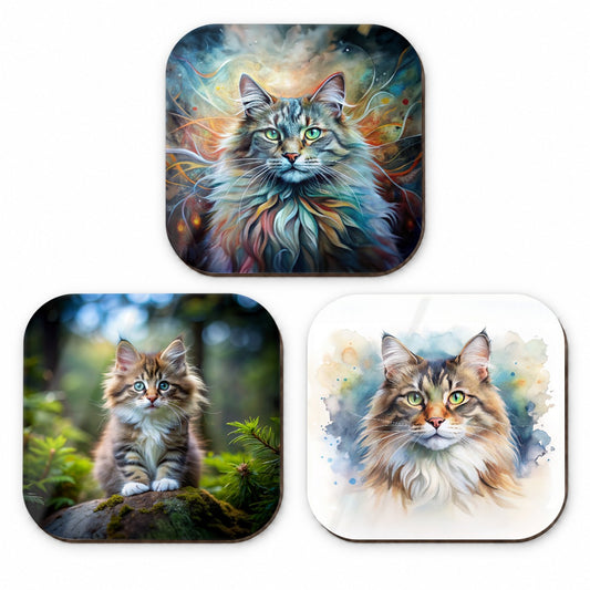 Norwegian Forest Cat Modern Photo Art Fridge Magnet Set