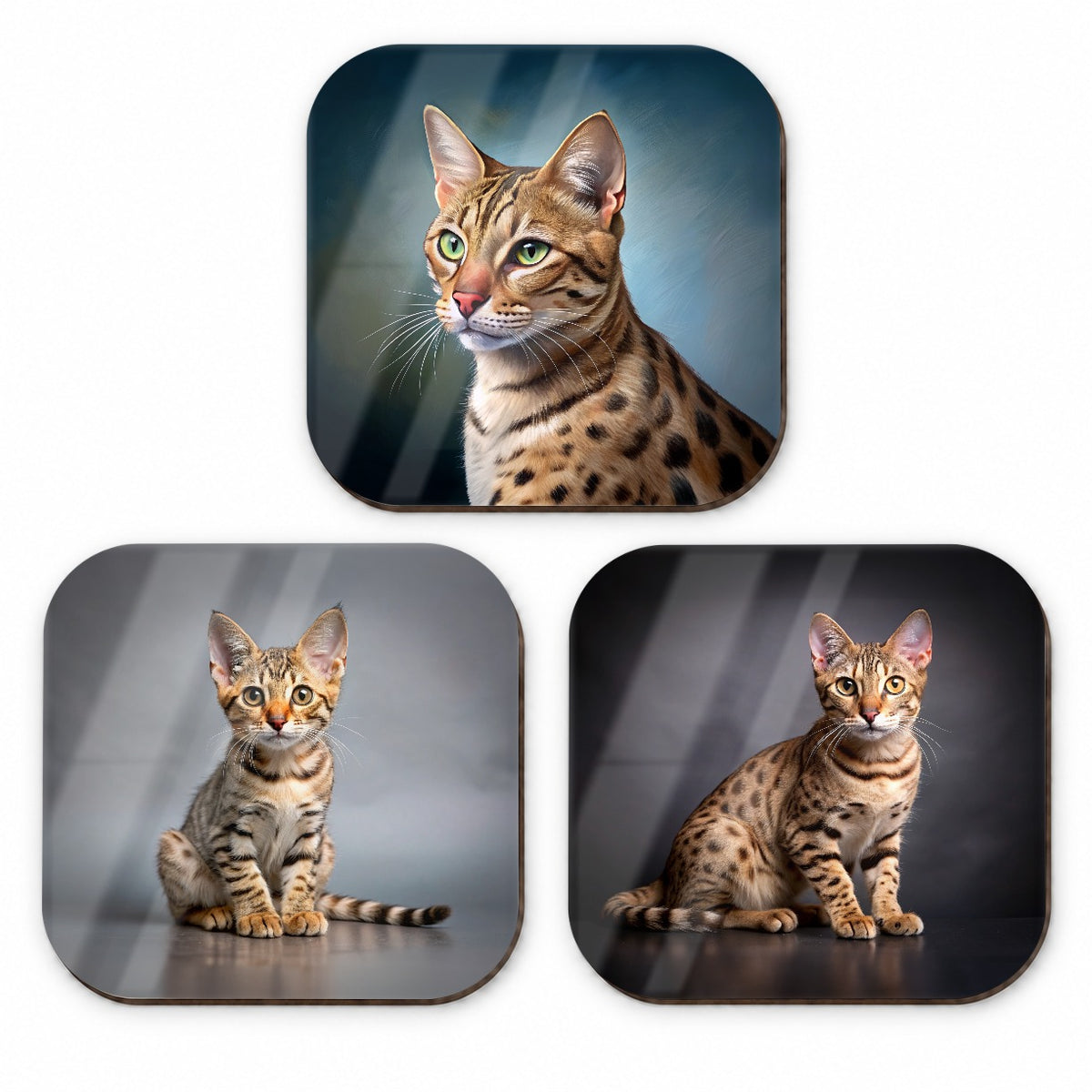 Ocicat Cat Photo Illustration Fridge Magnet Set