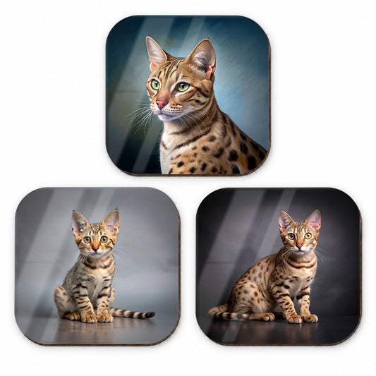 Ocicat Cat Photo Illustration Fridge Magnet Set