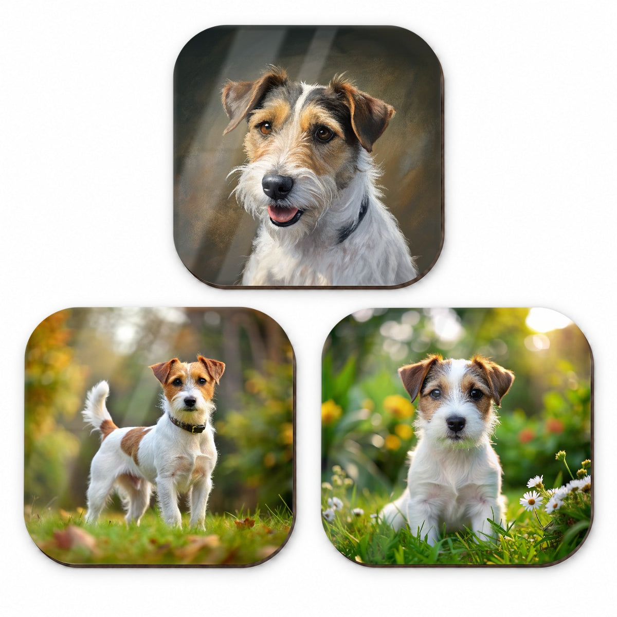 Parson Russell Terrier Dog Photo Illustration Fridge Magnet Set