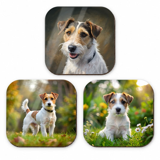 Parson Russell Terrier Dog Photo Illustration Fridge Magnet Set