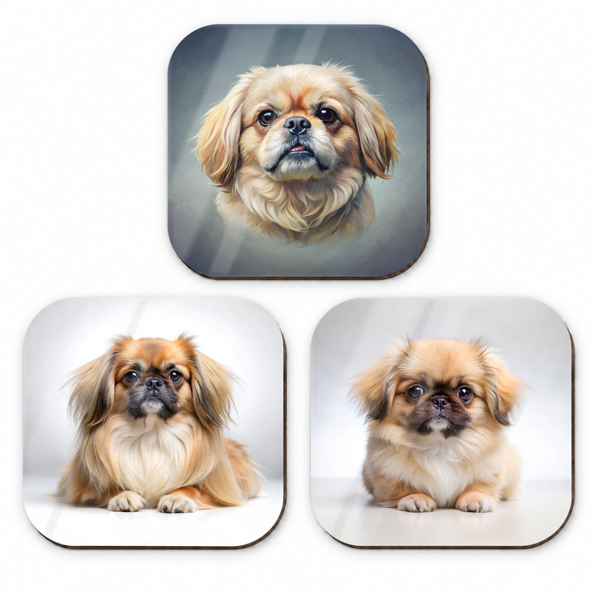 Pekingese Dog Photo Illustration Fridge Magnet Set