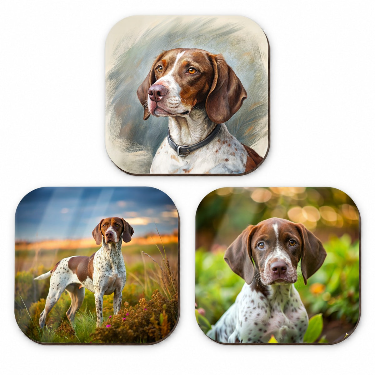 Pointer Dog Photo Illustration Fridge Magnet Set