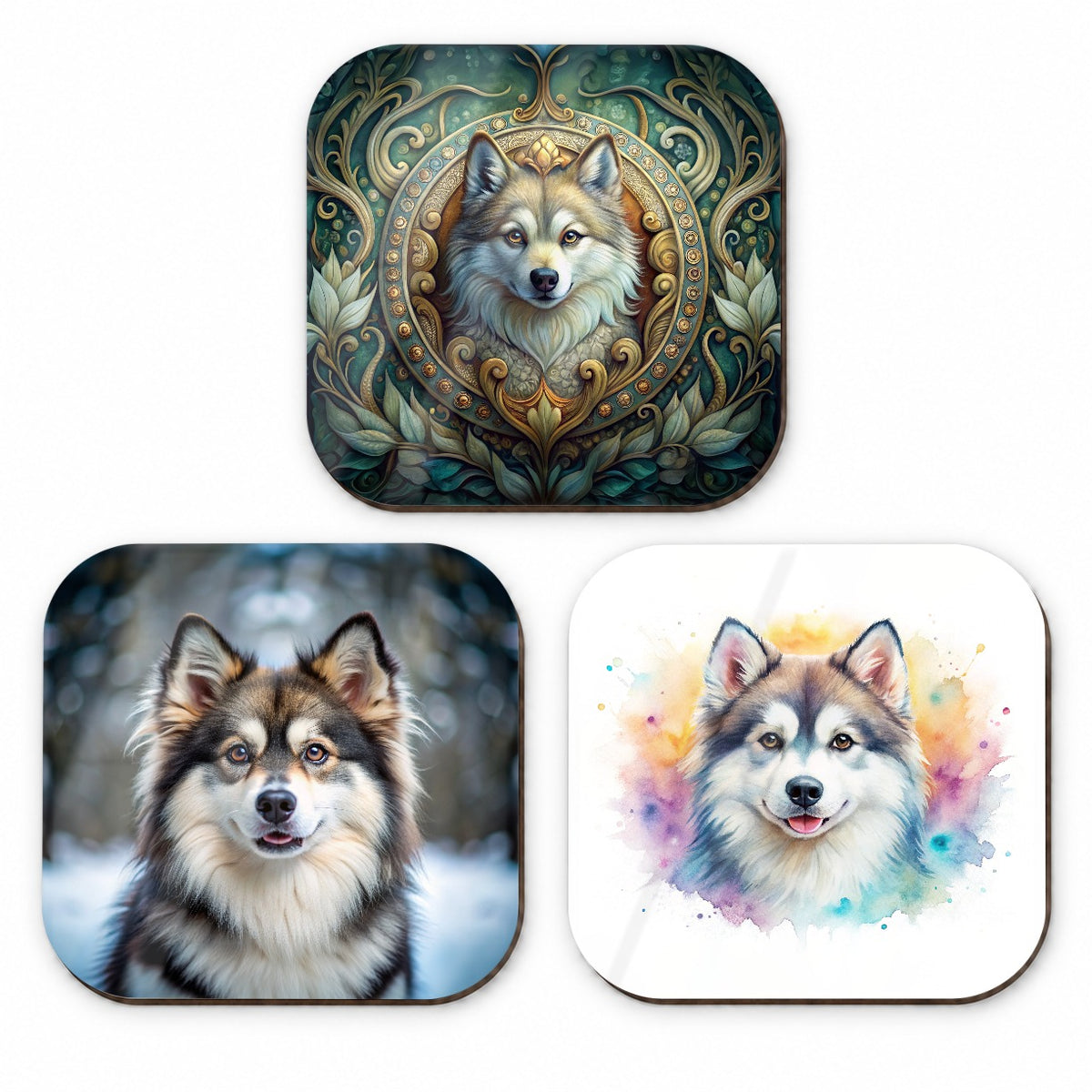 Pomsky Dog Modern Photo Art Fridge Magnet Set