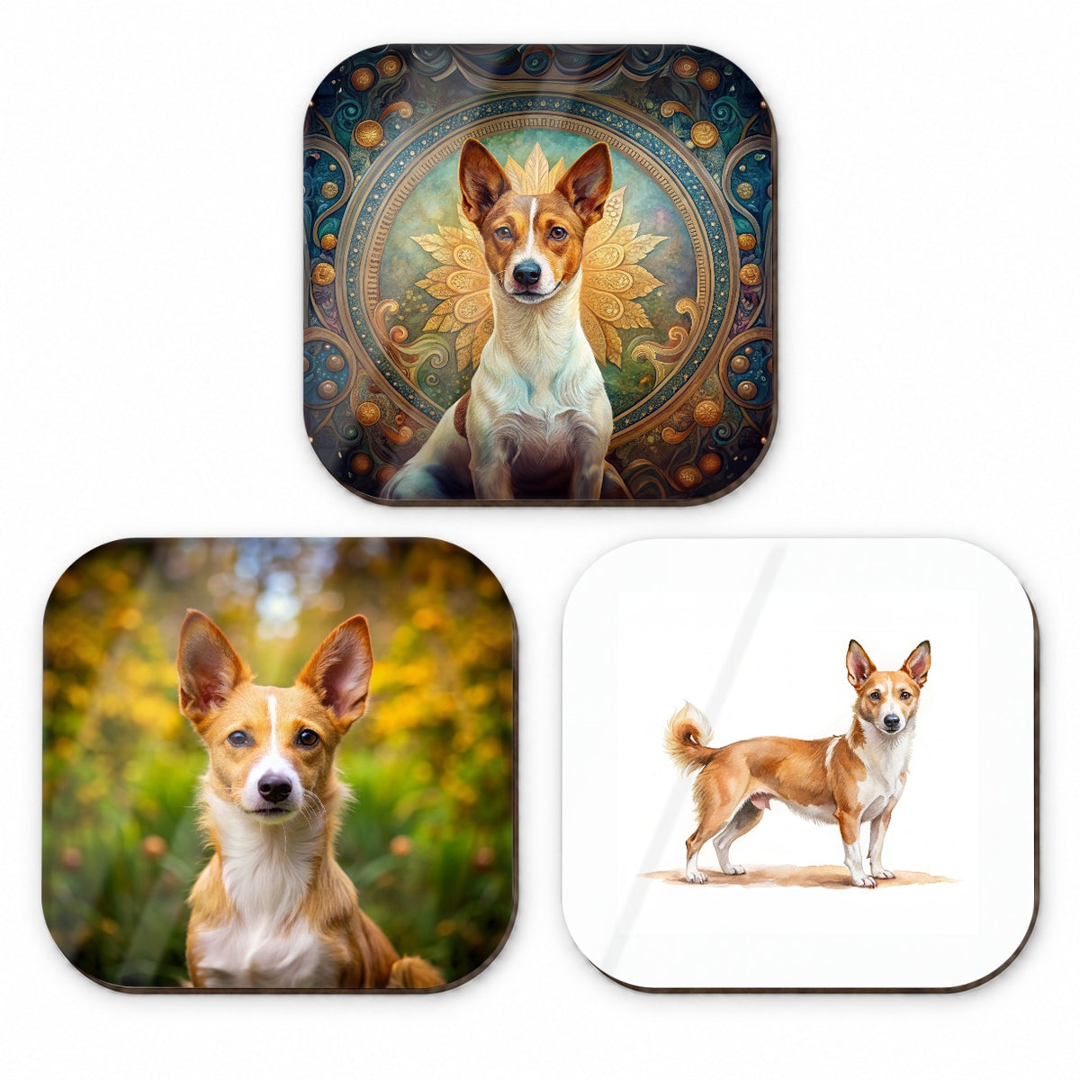 Portuguese Podengo Pequeno Dog Modern Photo Art Fridge Magnet Set