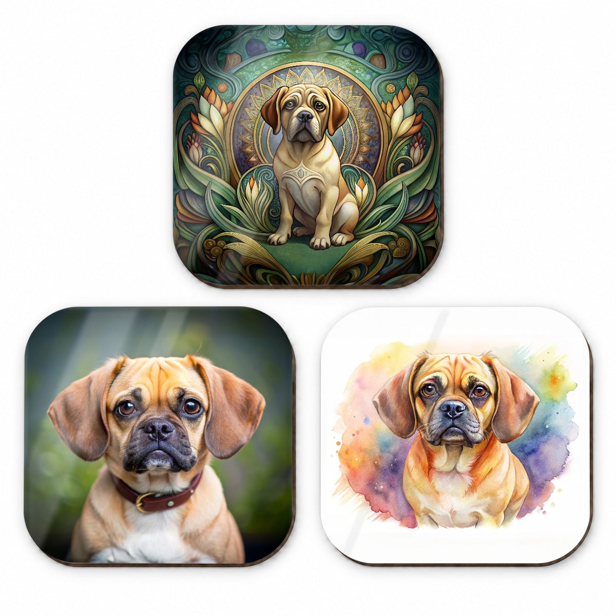 Puggle Dog Modern Photo Art Fridge Magnet Set