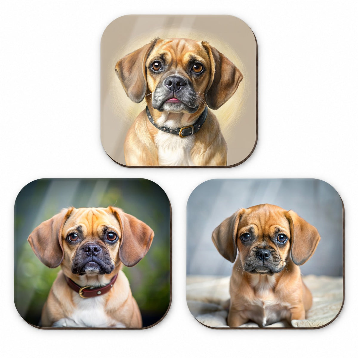 Puggle Dog Photo Illustration Fridge Magnet Set