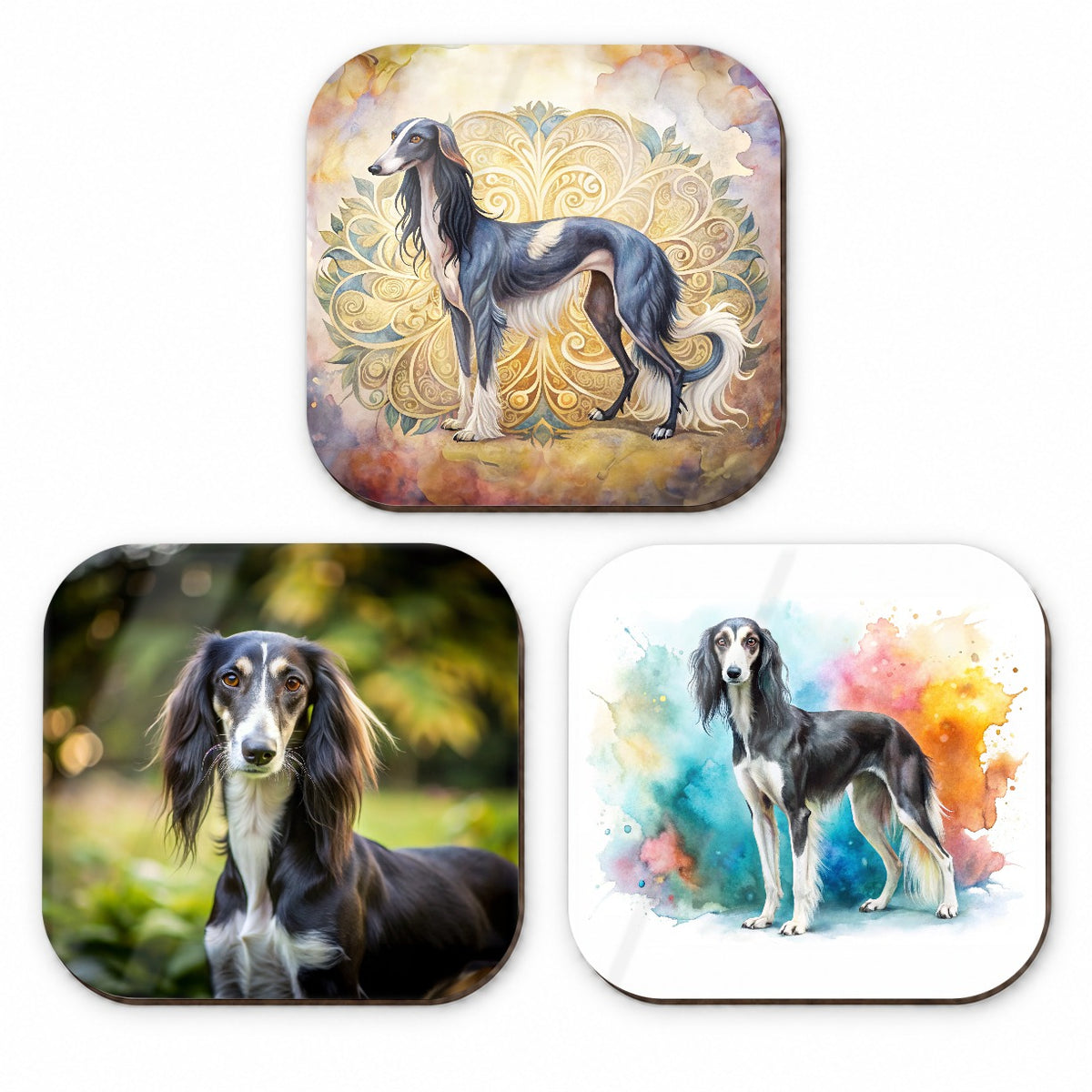 Saluki Dog Modern Photo Art Fridge Magnet Set