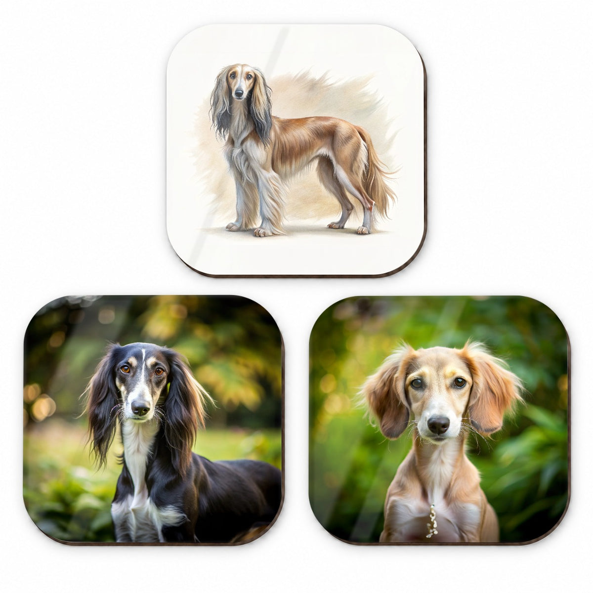 Saluki Dog Photo Illustration Fridge Magnet Set