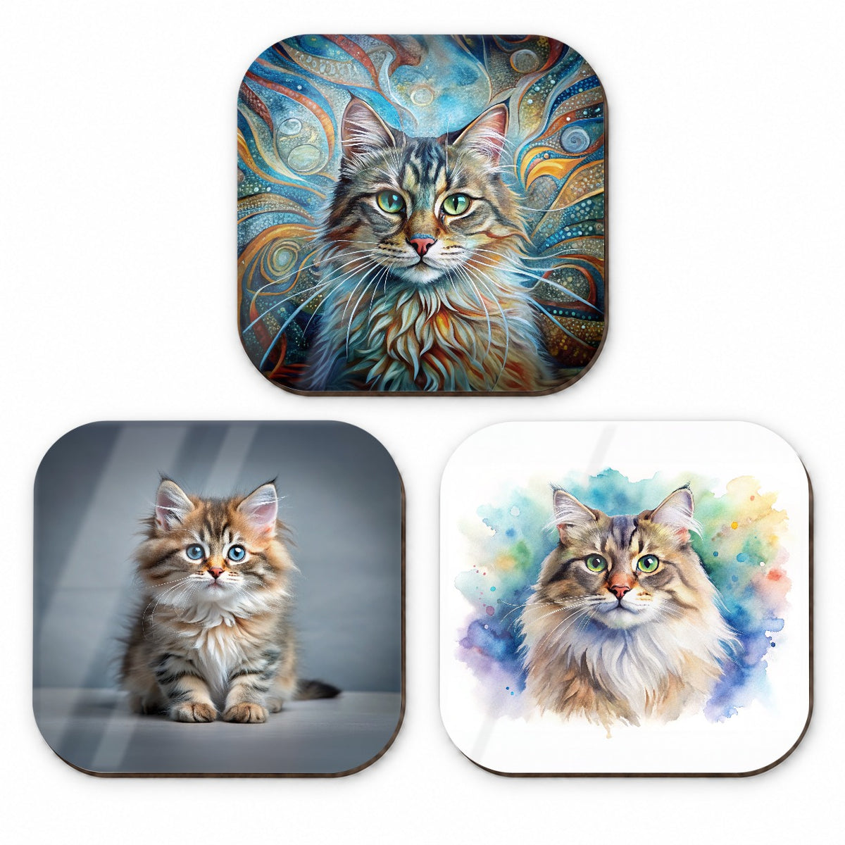 Siberian Cat Modern Photo Art Fridge Magnet Set