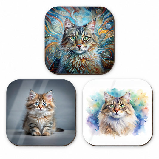 Siberian Cat Modern Photo Art Fridge Magnet Set