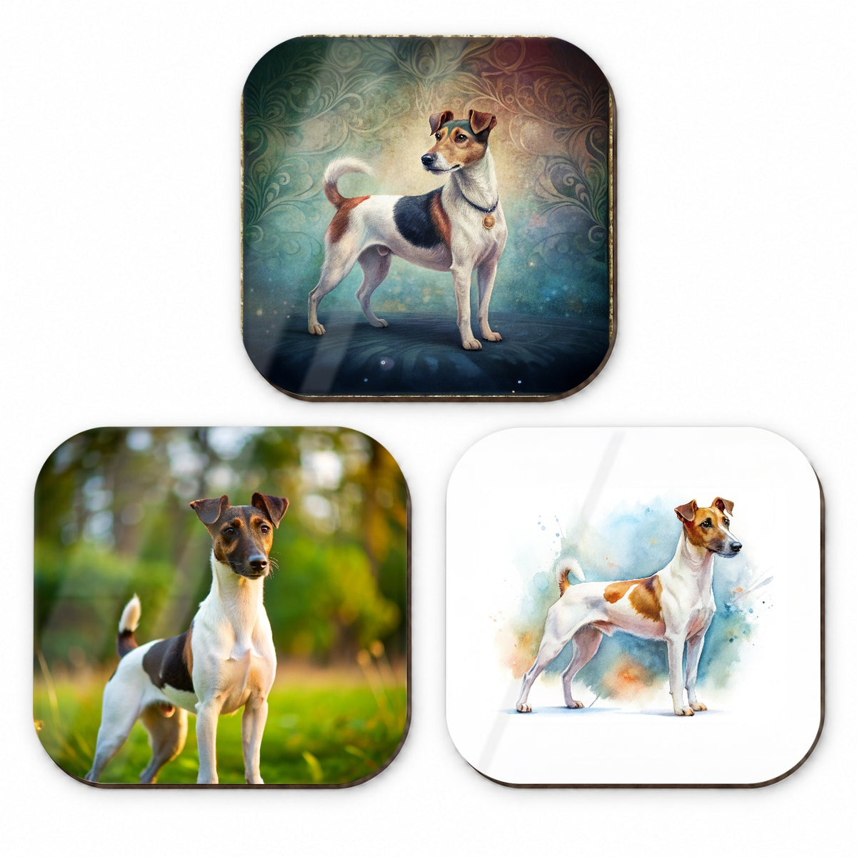 Smooth Fox Terrier Dog Modern Photo Art Fridge Magnet Set