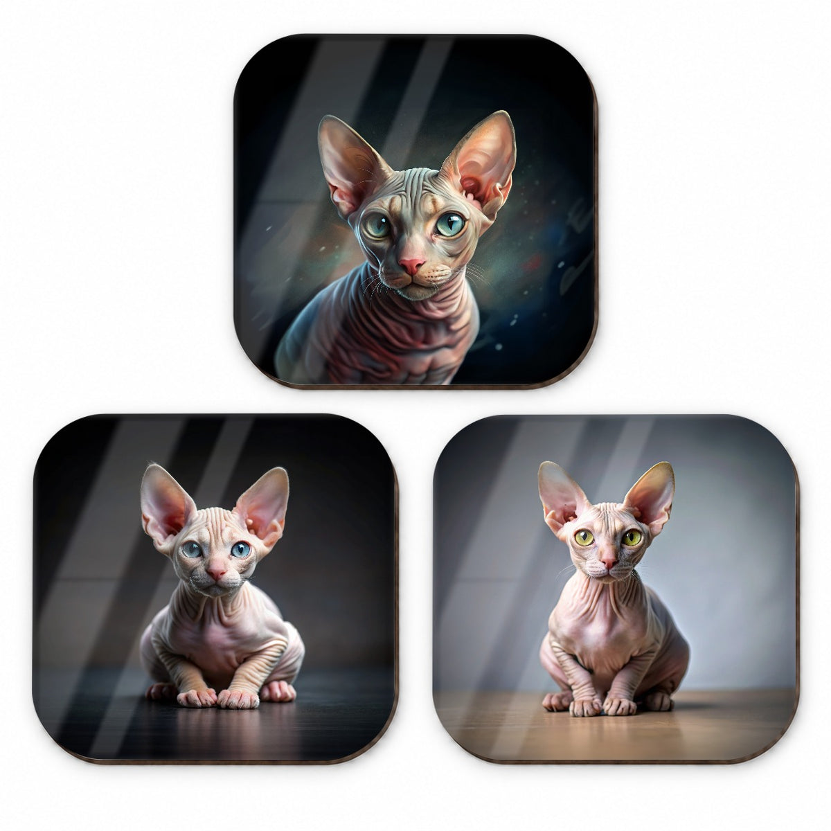 Sphynx Cat Photo Illustration Fridge Magnet Set