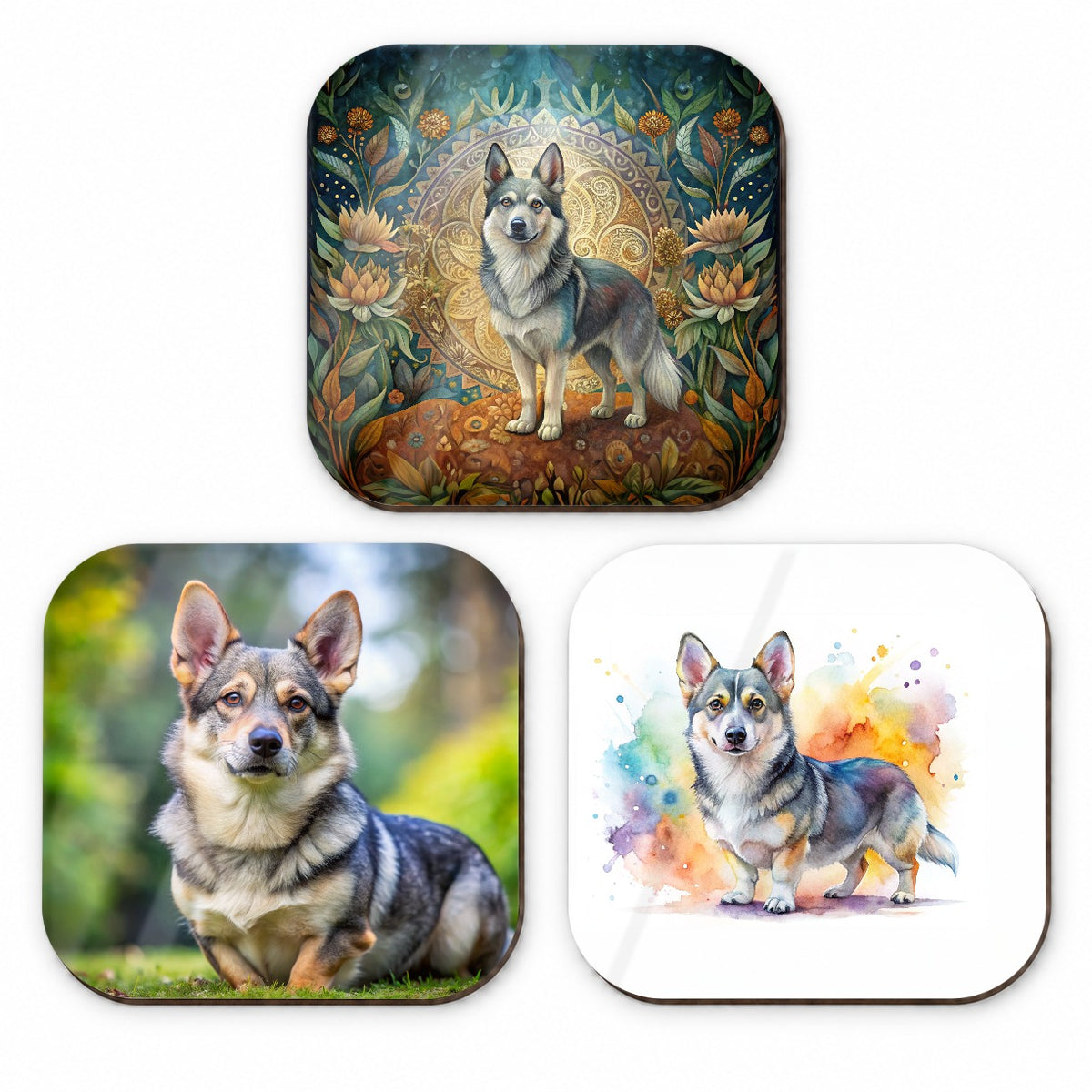 Swedish Vallhund Dog Modern Photo Art Fridge Magnet Set