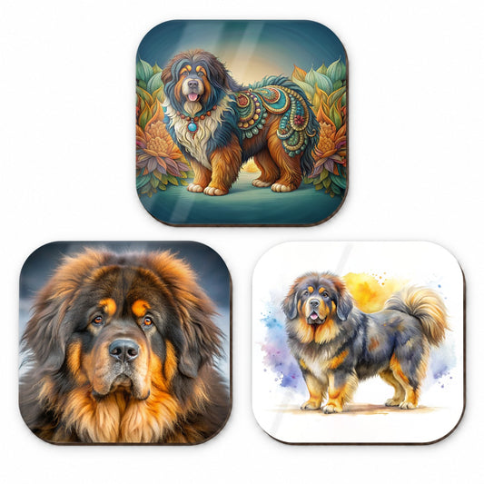 Tibetan Mastiff Dog Modern Photo Art Fridge Magnet Set