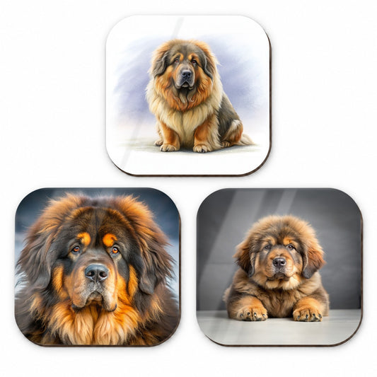 Tibetan Mastiff Dog Photo Illustration Fridge Magnet Set