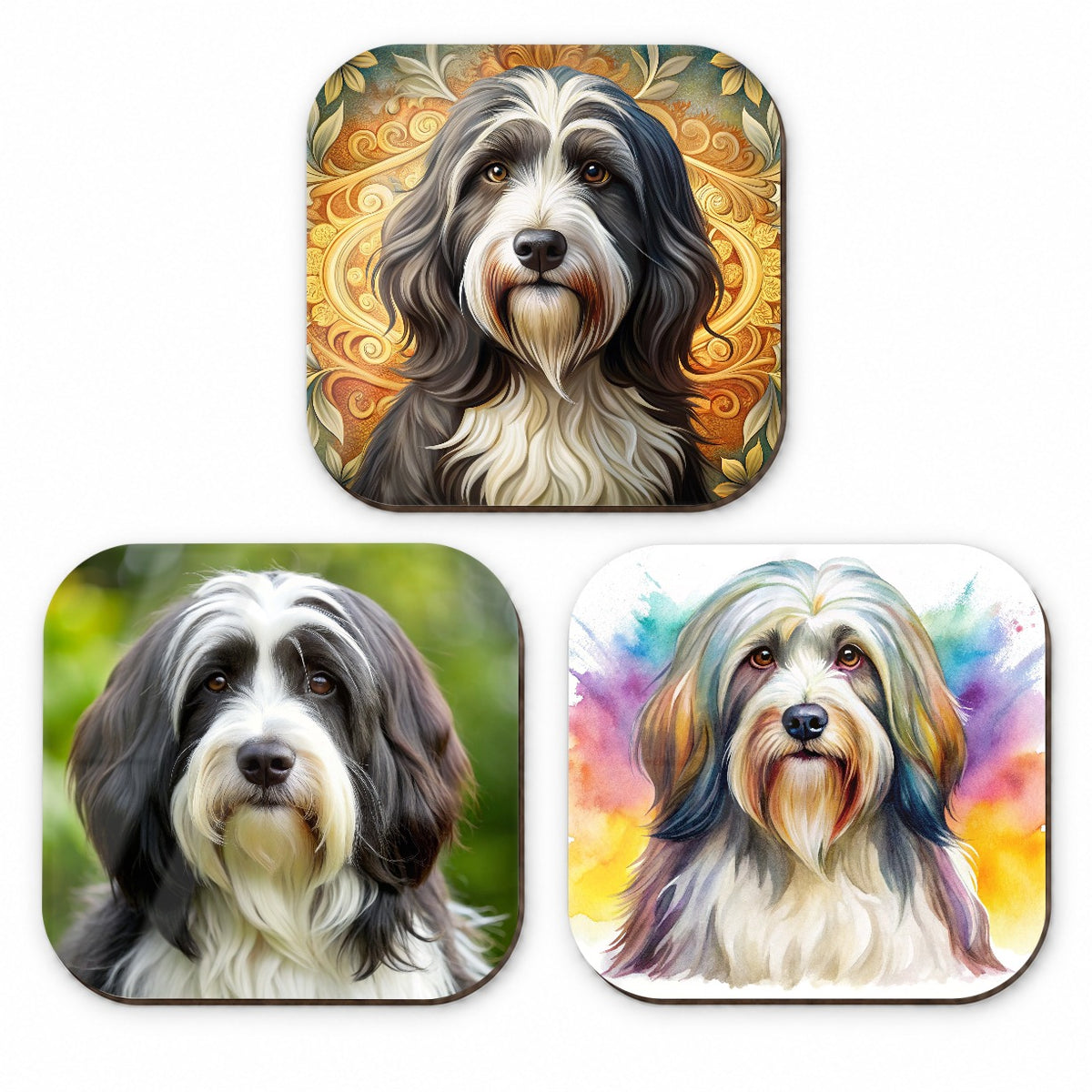Tibetan Terrier Dog Modern Photo Art Fridge Magnet Set