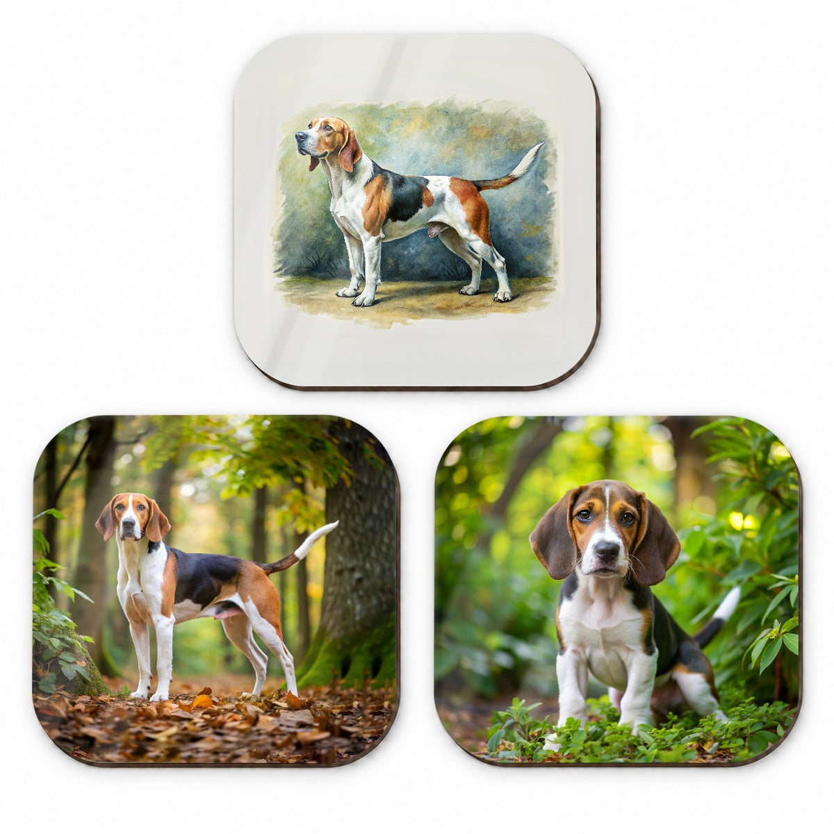 Treeing Walker Coonhound Dog Photo Illustration Fridge Magnet Set