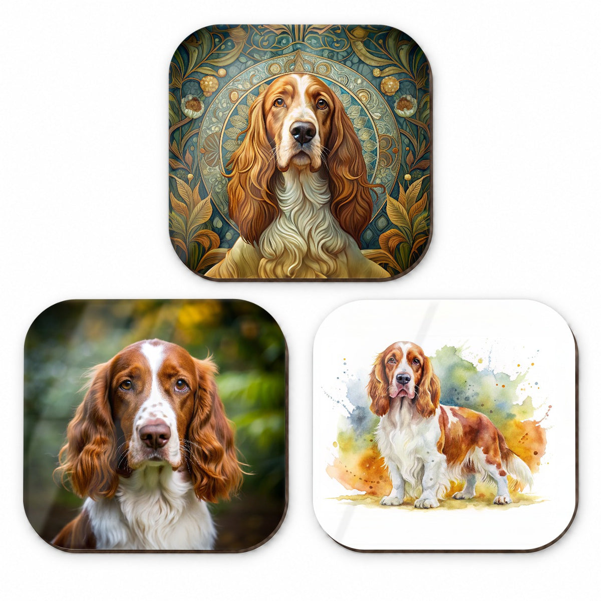 Welsh Springer Spaniel Dog Modern Photo Art Fridge Magnet Set