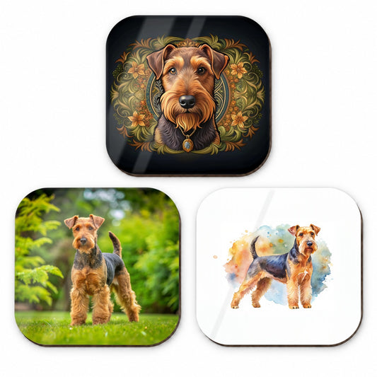Welsh Terrier Dog Modern Photo Art Fridge Magnet Set
