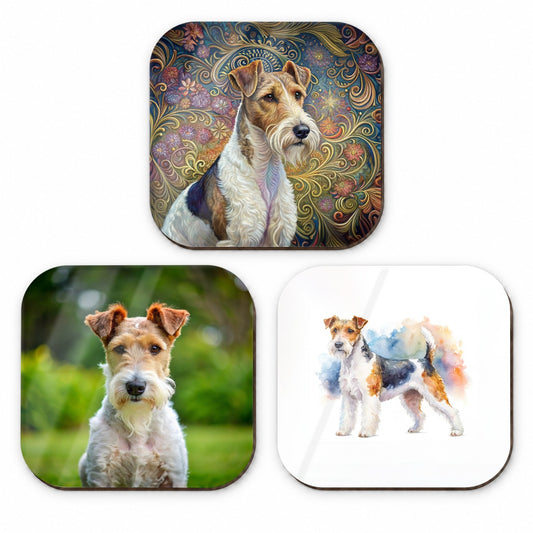 Wire Fox Terrier Dog Modern Photo Art Fridge Magnet Set