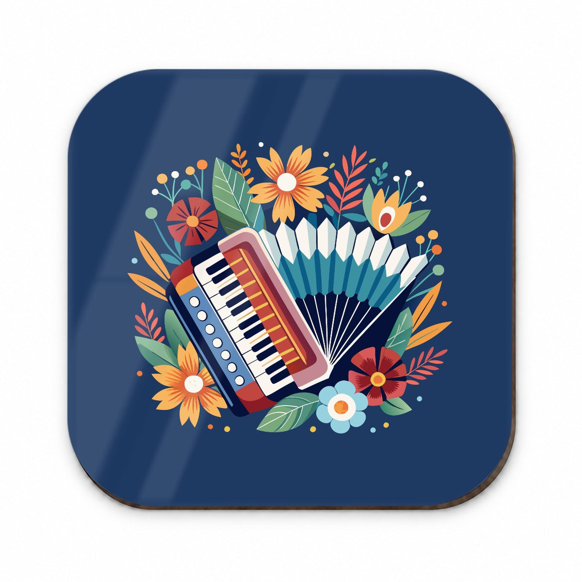 Accordion Music Floral Motif Fridge Magnet