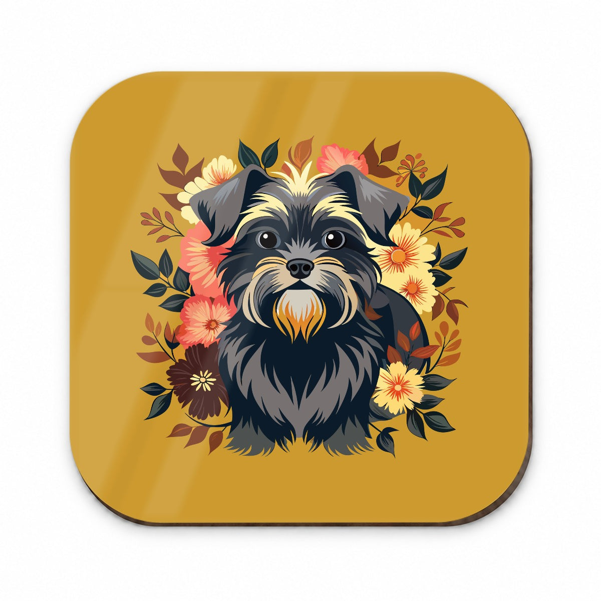 Affenpinscher Dog Floral Flowers Fridge Magnet