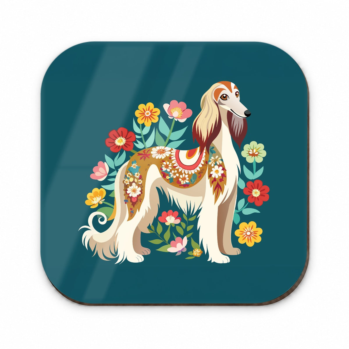Afghan Hound Dog Floral Flowers Fridge Magnet