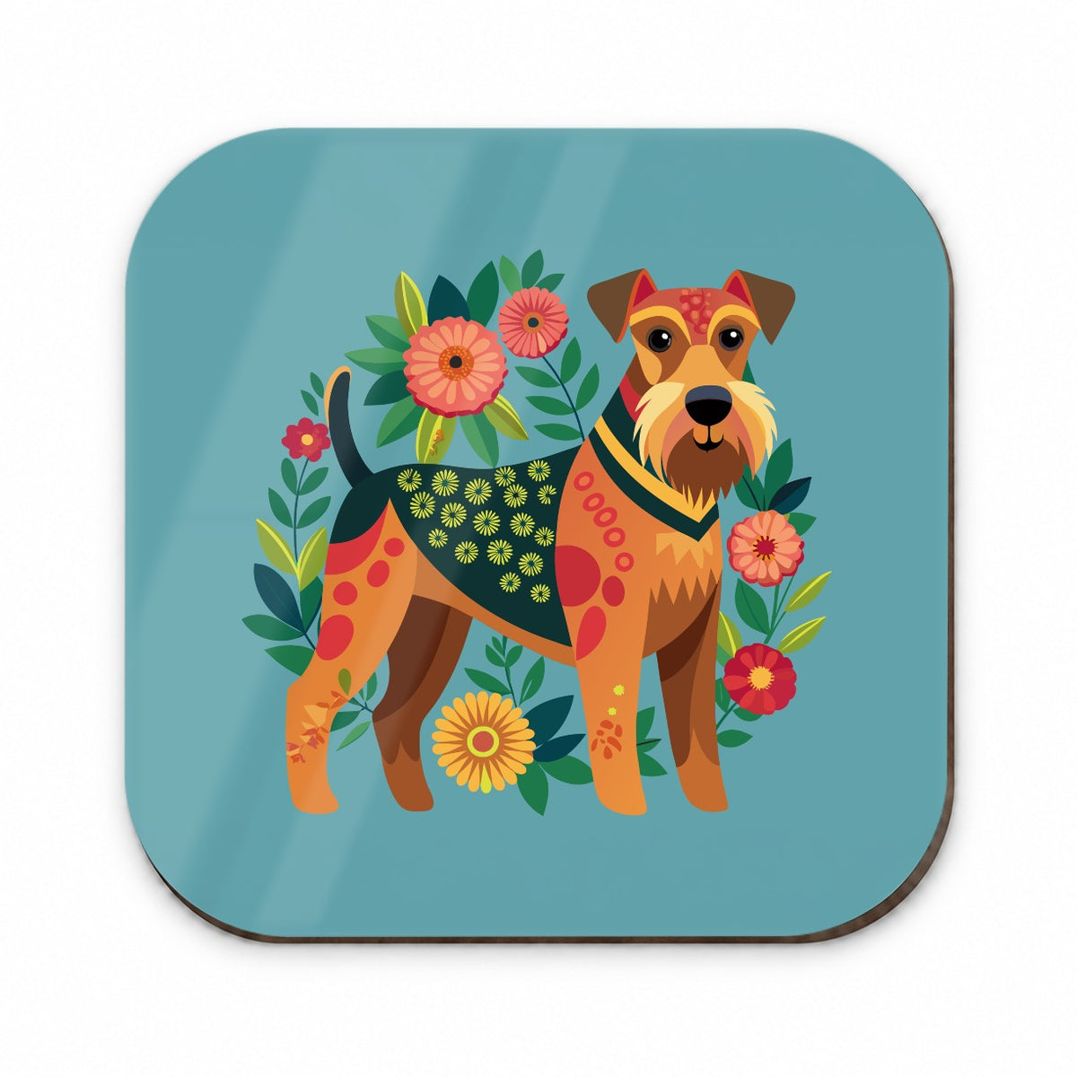 Airedale Terrier Dog Floral Flowers Fridge Magnet