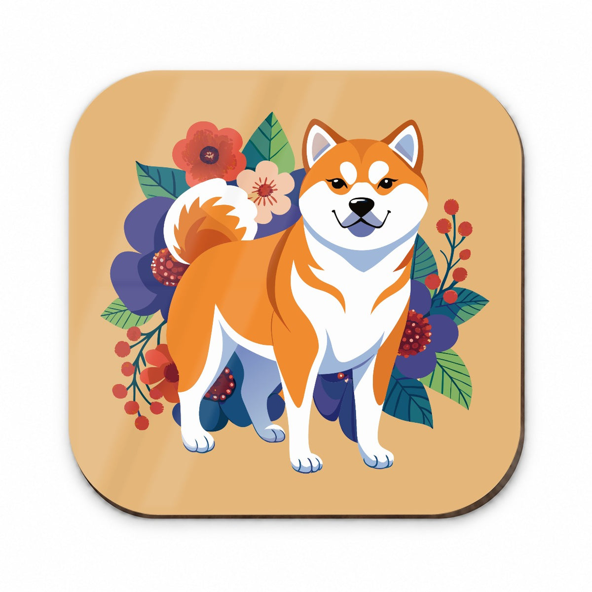 Akita Dog Floral Flowers Fridge Magnet