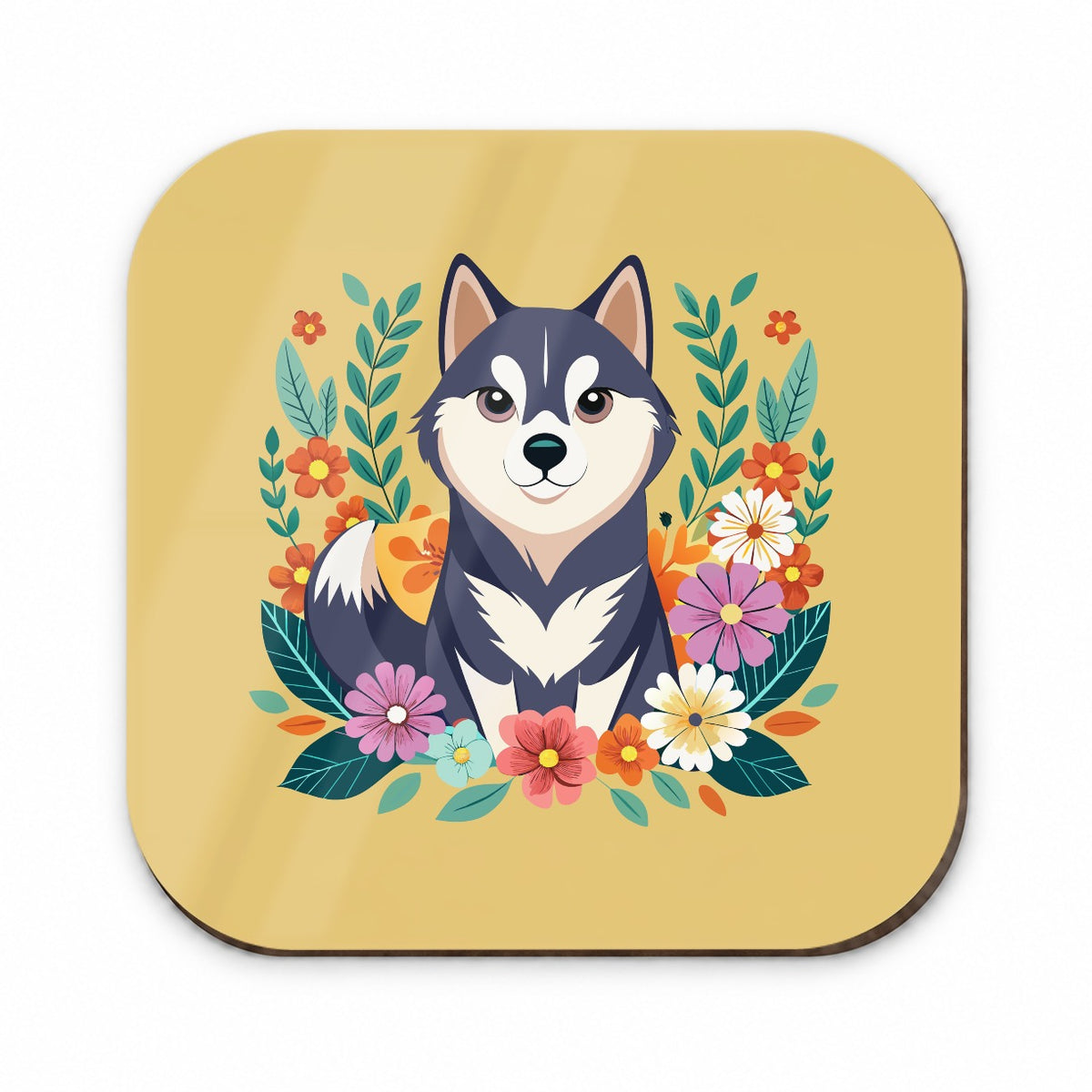 Alaskan Klee Kai Dog Floral Flowers Fridge Magnet