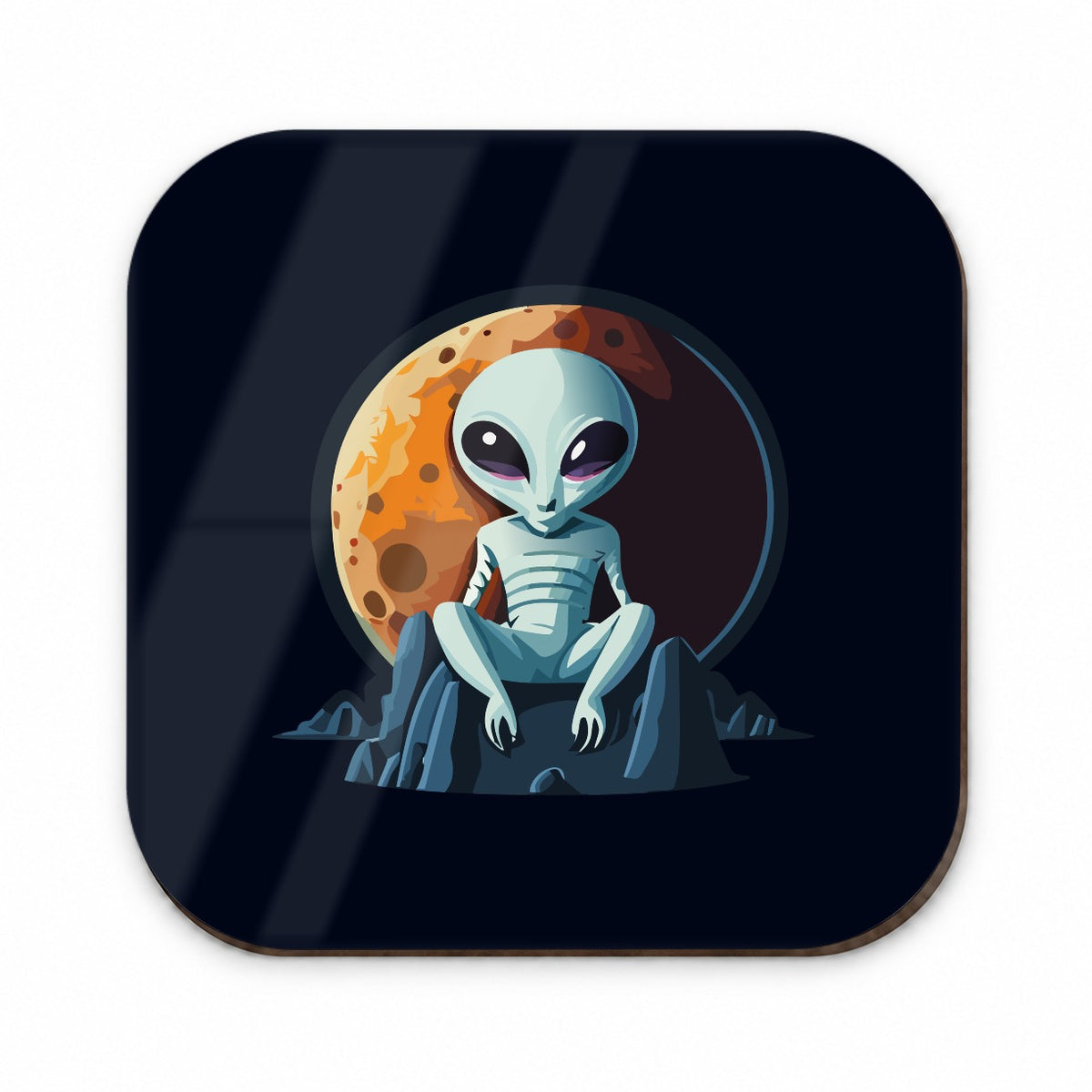 Alien Sitting Moon Planet Space Fridge Magnet