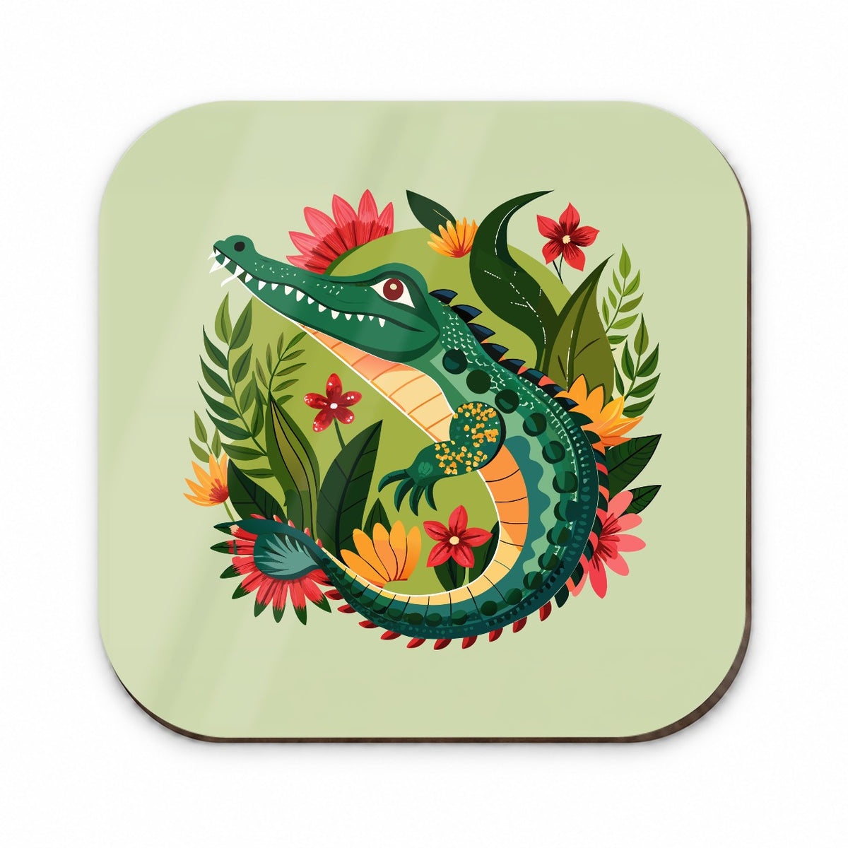 Alligator Floral Flowers Fridge Magnet