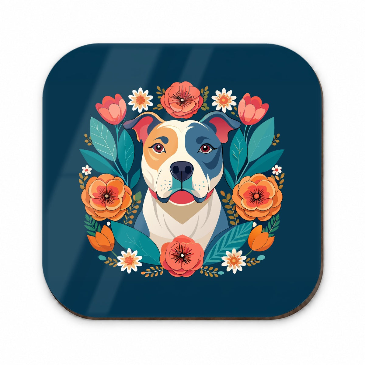 American Bulldog Dog Floral Flowers Fridge Magnet