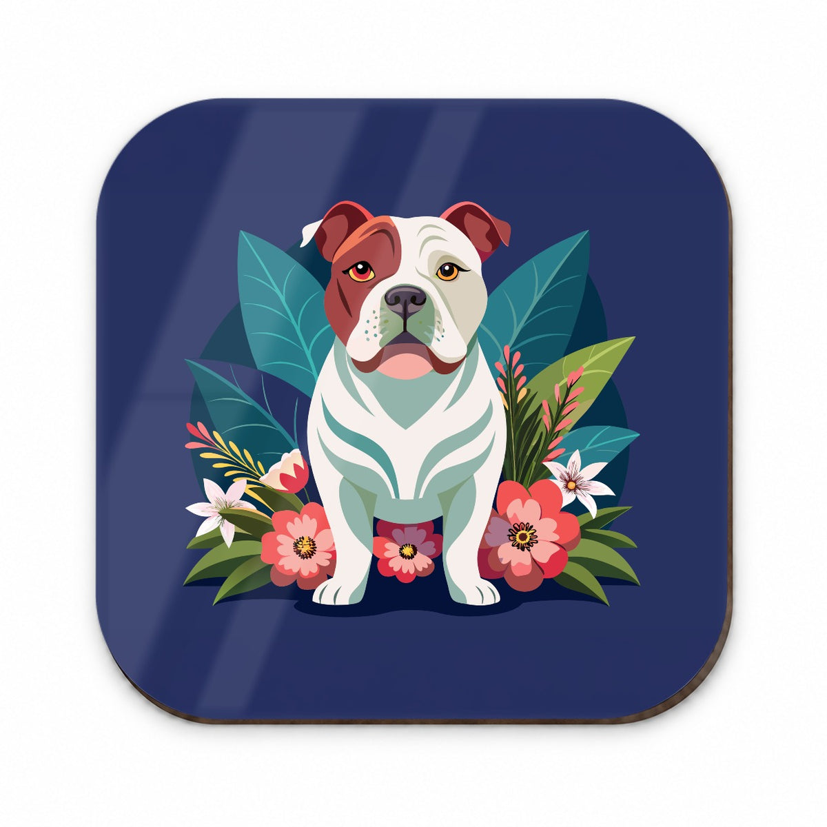 American Bulldog Floral Flowers Fridge Magnet