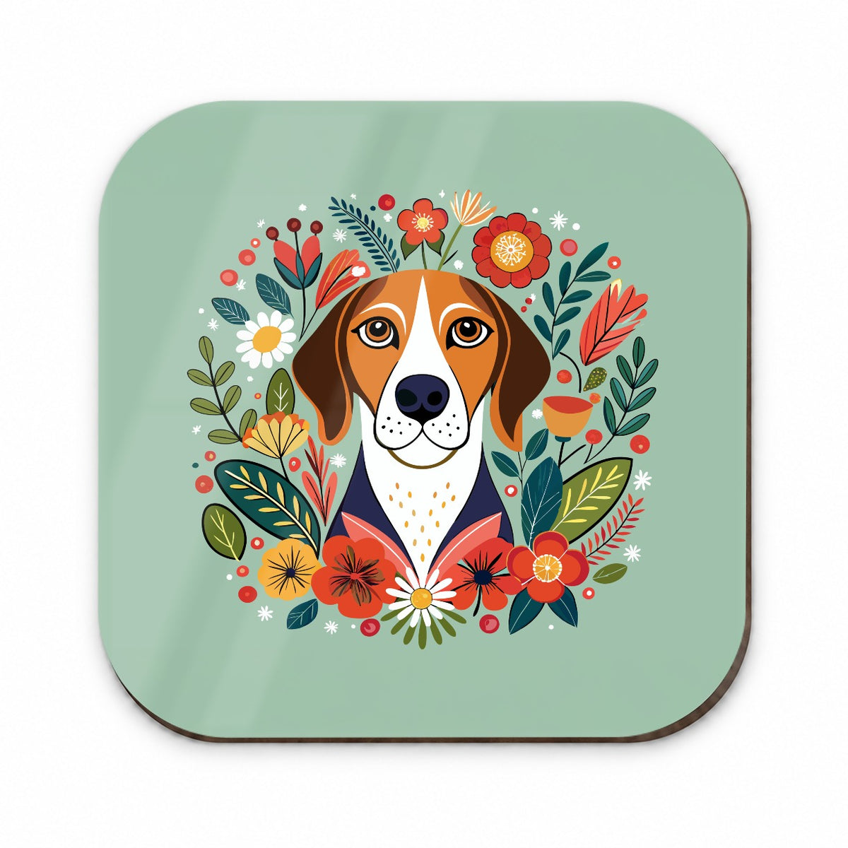 American English Coonhound Dog Floral Flowers Fridge Magnet