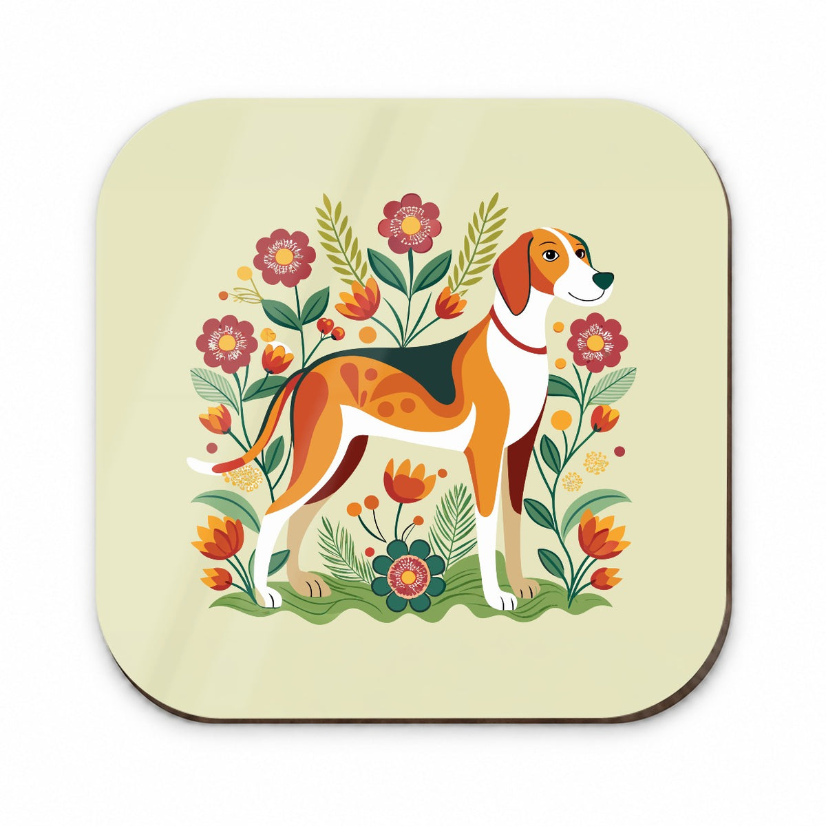 American Foxhound Dog Floral Flowers Fridge Magnet
