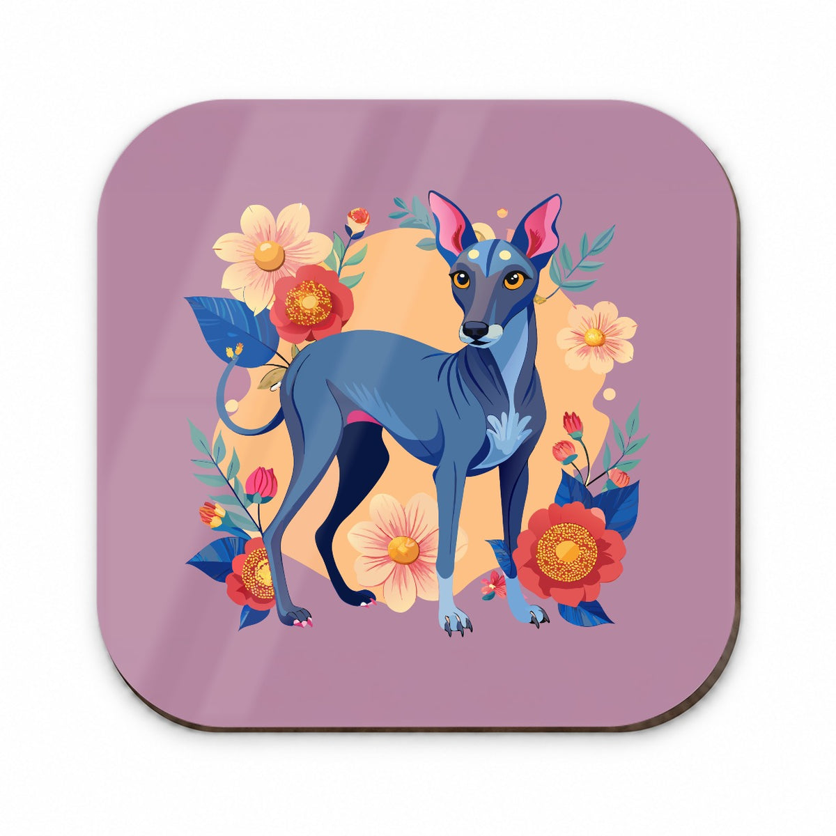 American Hairless Terrier Dog Floral Flowers Fridge Magnet