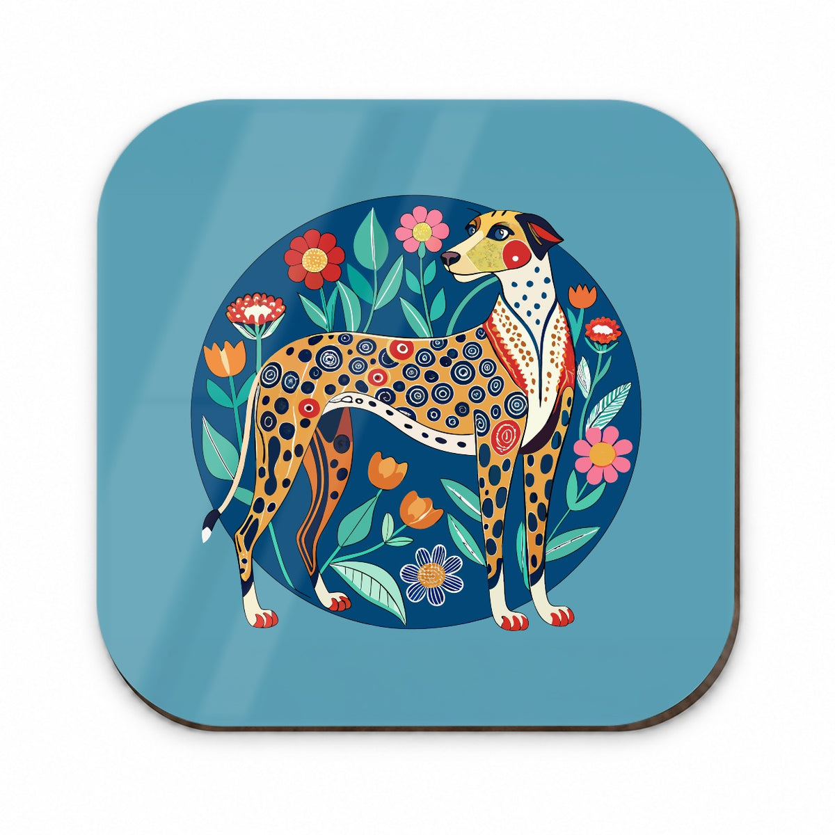 American Leopard Hound Dog Floral Flowers Fridge Magnet