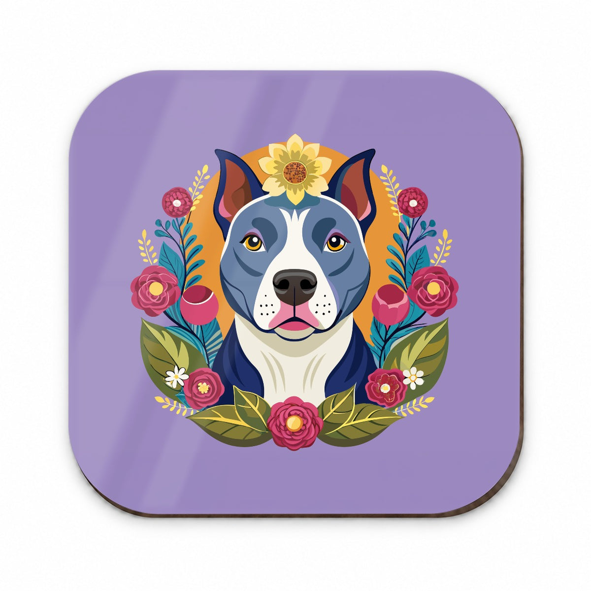 American Pit Bull Terrier Dog Floral Flowers Fridge Magnet