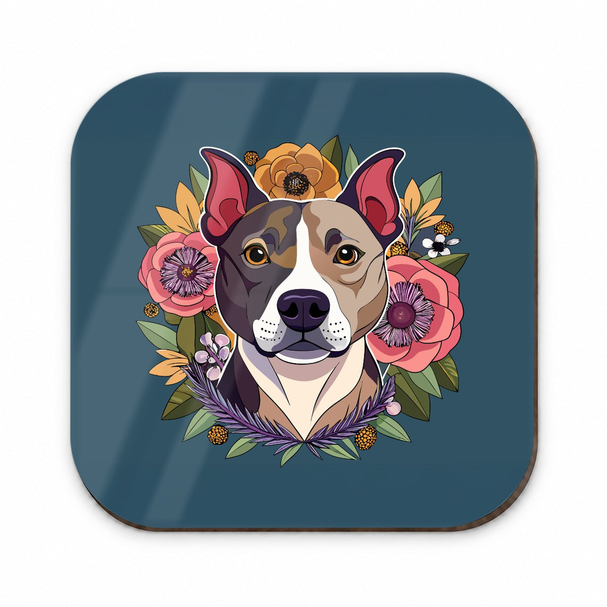 American Staffordshire Terrier Dog Floral Flowers Fridge Magnet