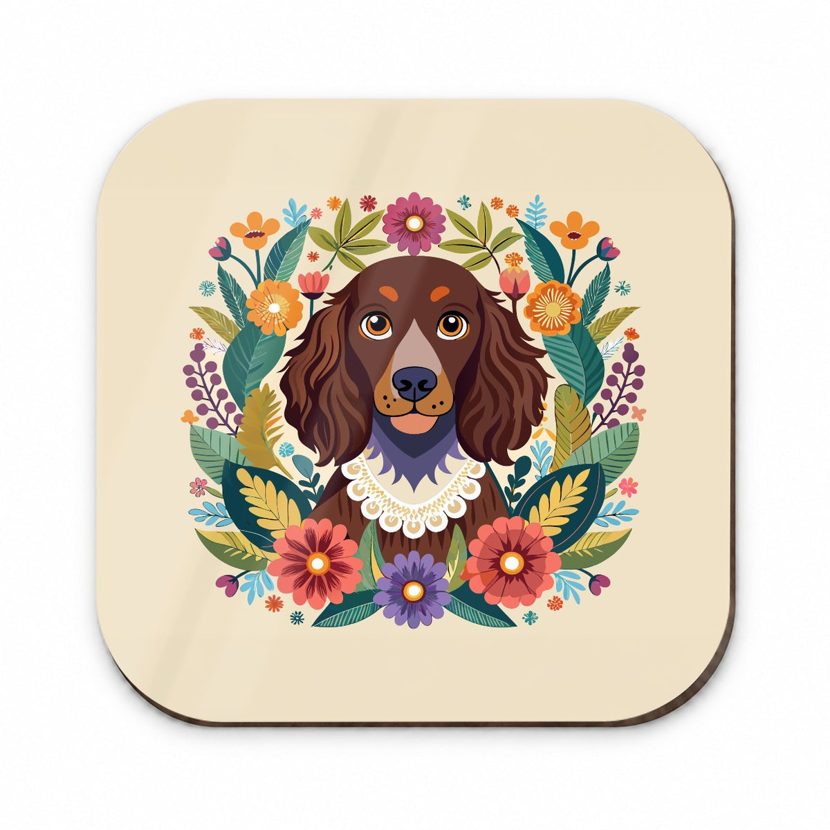 American Water Spaniel Dog Floral Flowers Fridge Magnet