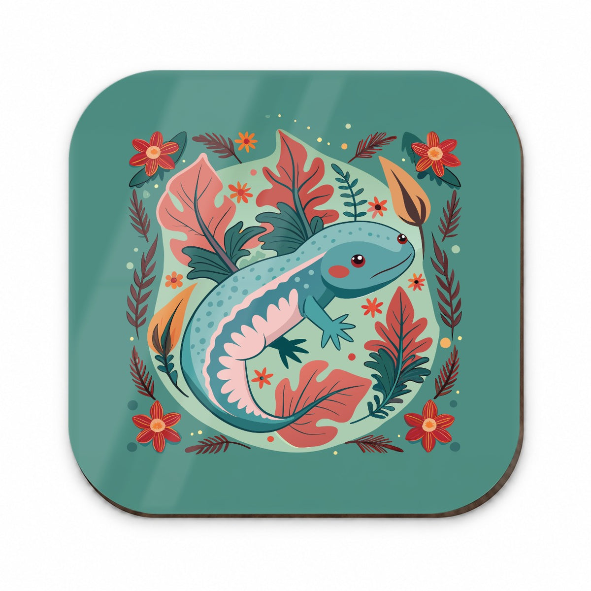 Axolotl Floral Motif Fridge Magnet